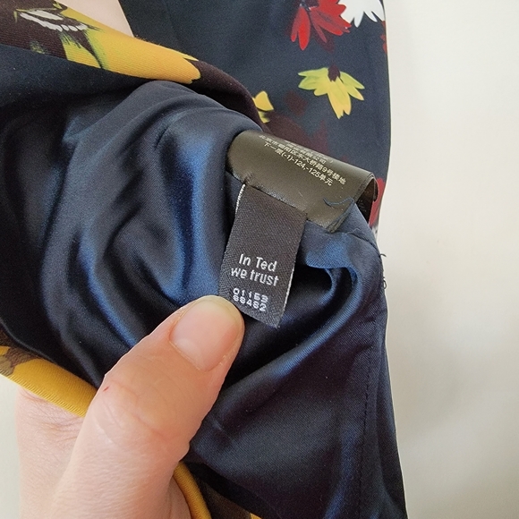 NWT Ted Baker London Madiiy Savanna Bodycon Dress Ted Size 3 US 8-10 navy floral - Picture 11 of 12